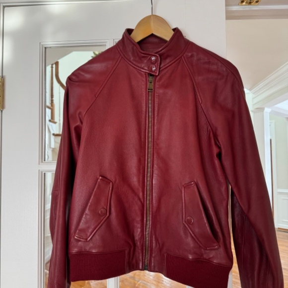 Authentic Coach Women's Red Leather Bomber Jacket, Size Small (S), Red Leather - Picture 2 of 6